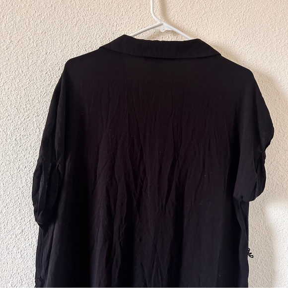 Forever 21 Contemporary Button Up Coverup Dress XL Black Dolman Sleeve Minimal - Picture 7 of 9